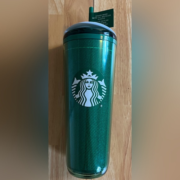 NWT Rare Limited Edition Starbucks Tumbler Green Apron 24oz Straw & Stickers - Picture 1 of 14